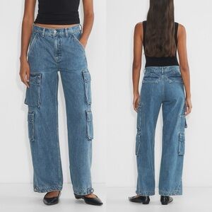 DENIM FORUM Jeans 90s Millie Hi-Rise Cargo Blue Size 28